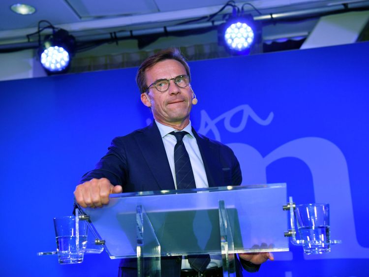 The Moderaterna party leader Ulf Kristersson speaks at the election party at the Scandic Continental hotel in central Stockholm, Sweden September 9, 2018. TT News Agency/Henrik Montgomery/via REUTERS ATTENTION EDITORS - THIS IMAGE WAS PROVIDED BY A THIRD PARTY. SWEDEN OUT. NO COMMERCIAL OR EDITORIAL SALES IN SWEDEN.