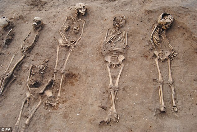 The Black Death in the 1340s was one of the deadliest outbreaks of disease in human history. Pictured: a mass grave uncovered at the site of a 14th-century monastery in Lincolnshire