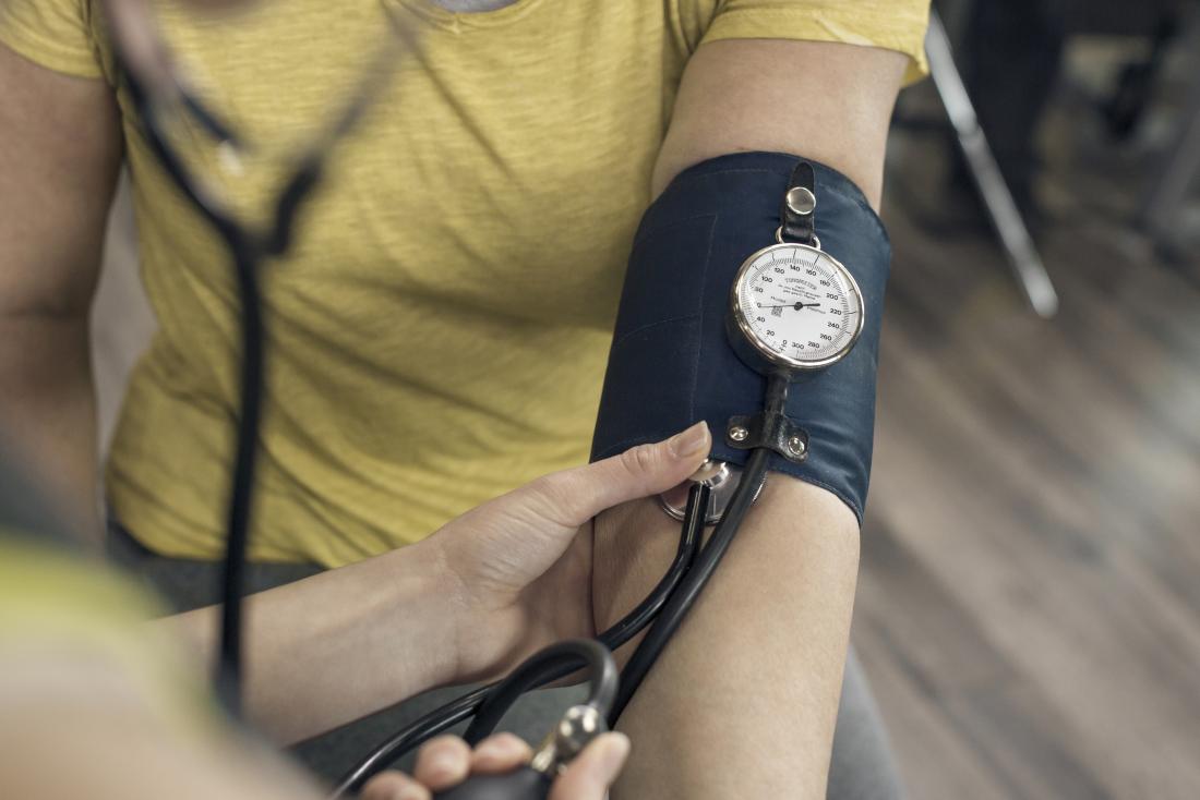 Person having their blood pressure measured